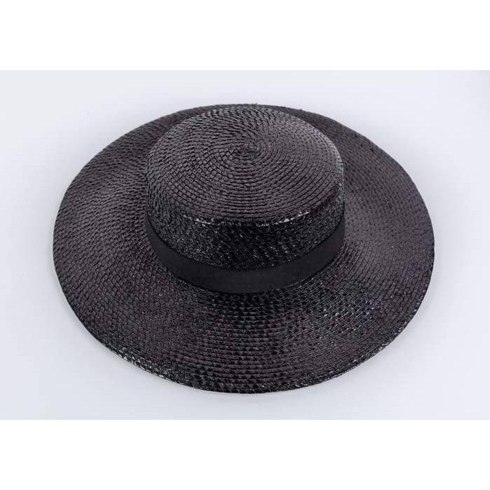YVES SAINT LAURENT 1980's Black Straw Hat - theREMODA