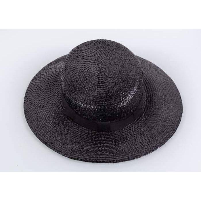 YVES SAINT LAURENT 1980's Black Straw Hat - theREMODA