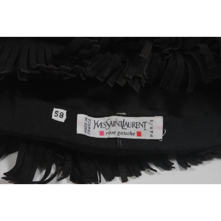 YVES SAINT LAURENT Black Suede Fringe Hat | Size 58 - theREMODA