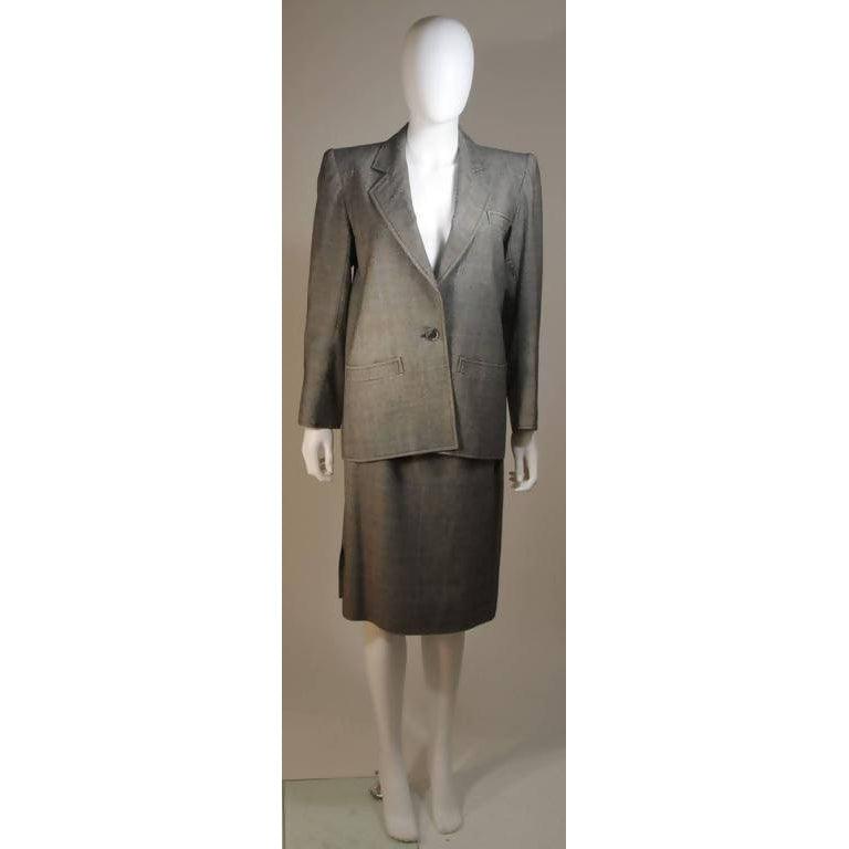 YVES SAINT LAURENT Grey Wool Skirt Suit | Size 38-40 – theREMODA