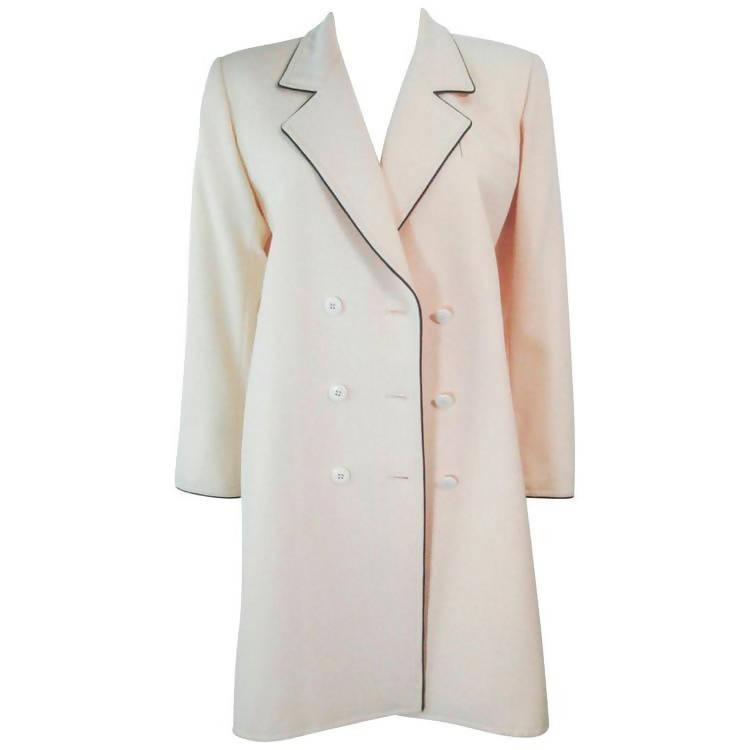 YVES SAINT LAURENT Ivory Wool Tuxedo Dress | Size M/L - theREMODA
