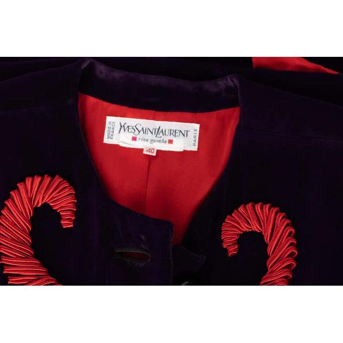 YVES SAINT LAURENT Runway Purple Velvet Embroidered Jacket - theREMODA
