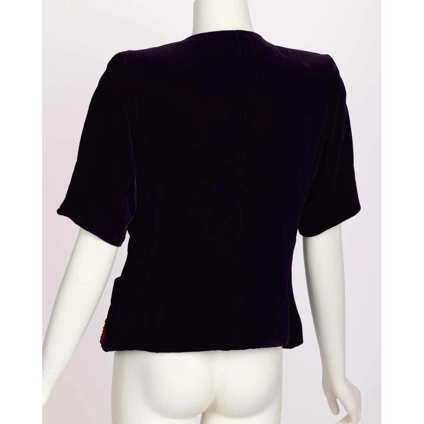 YVES SAINT LAURENT Runway Purple Velvet Embroidered Jacket - theREMODA