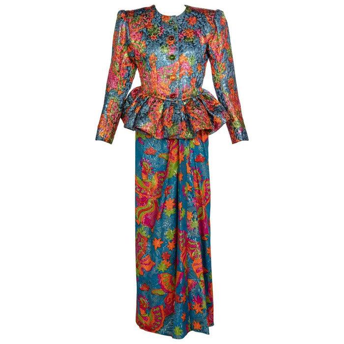 YVES SAINT LAURENT Silk Brocade Jacket Butterfly Skirt Ensemble Runway, 1989 - theREMODA