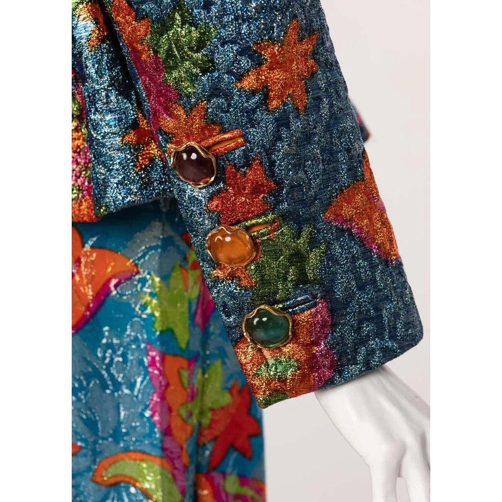 YVES SAINT LAURENT Silk Brocade Jacket Butterfly Skirt Ensemble Runway, 1989 - theREMODA