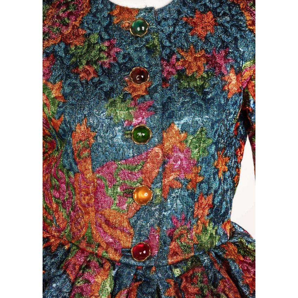 YVES SAINT LAURENT Silk Brocade Jacket Butterfly Skirt Ensemble Runway, 1989 - theREMODA