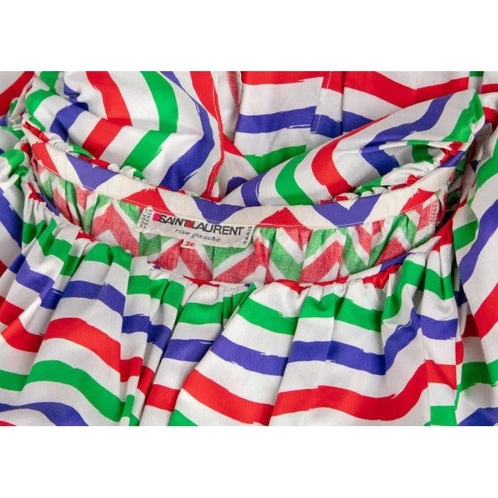 YVES SAINT LAURENT Ysl Cotton Print Flamenco Dress, 1980s - theREMODA