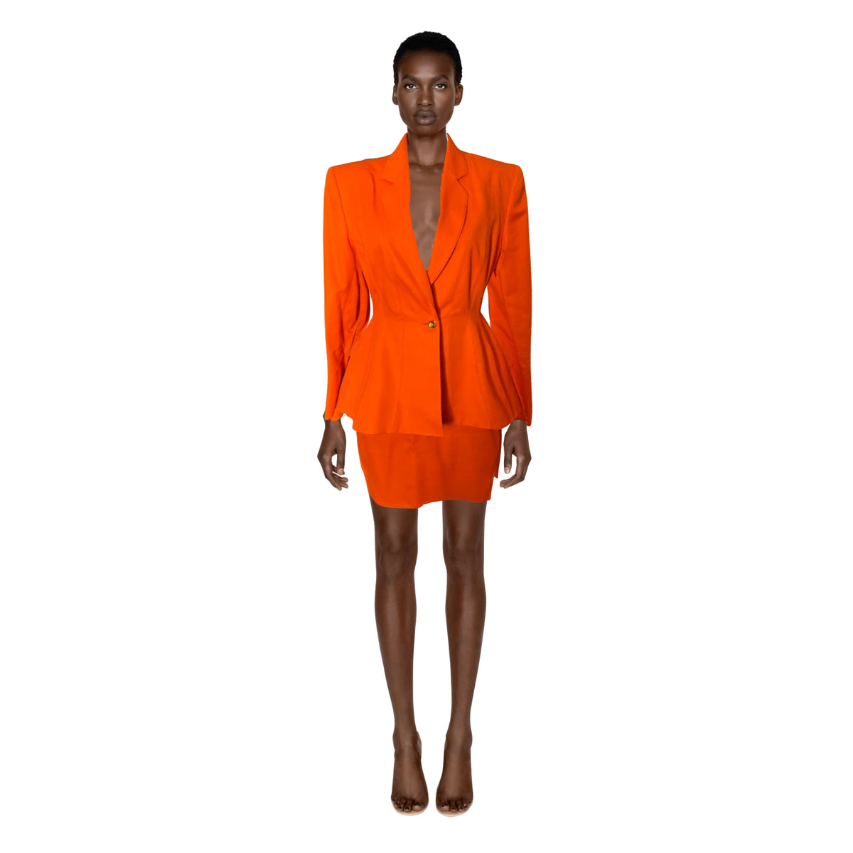 MONTANA Orange Skirt Suit Set | Size 42