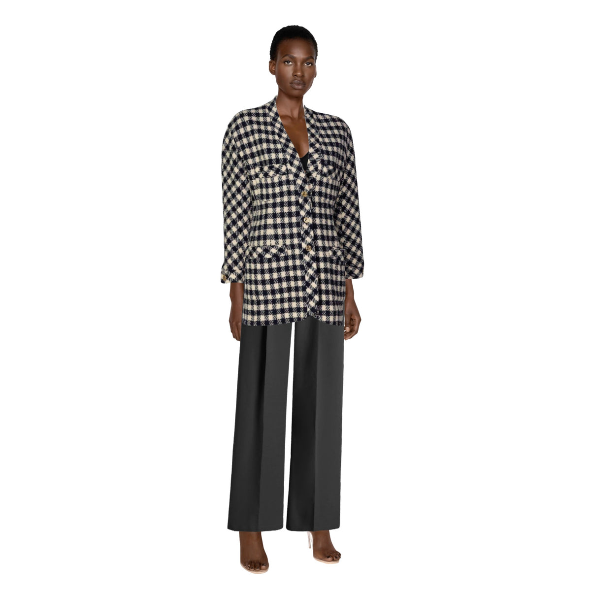CHANEL Black & White Wool Cardigan | Size 40FR