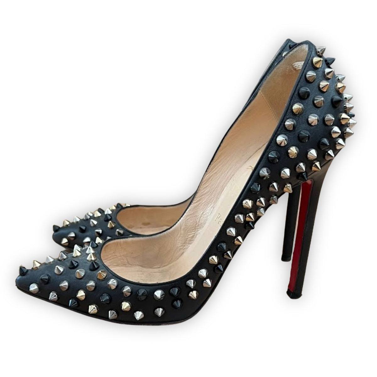 CHRISTIAN LOUBOUTIN Black Pigalle Studded Pumps | Size 36.5