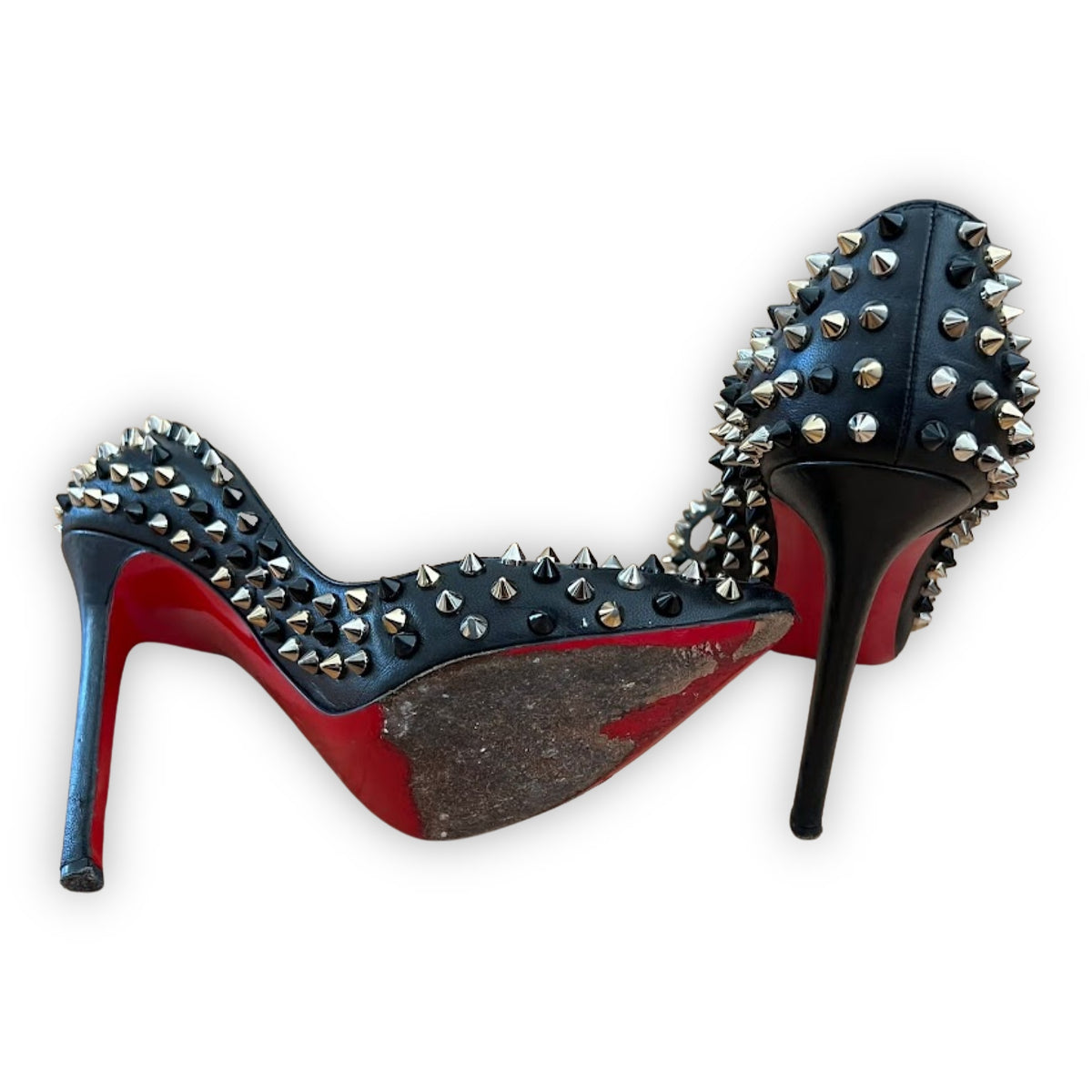 CHRISTIAN LOUBOUTIN Black Pigalle Studded Pumps | Size 36.5