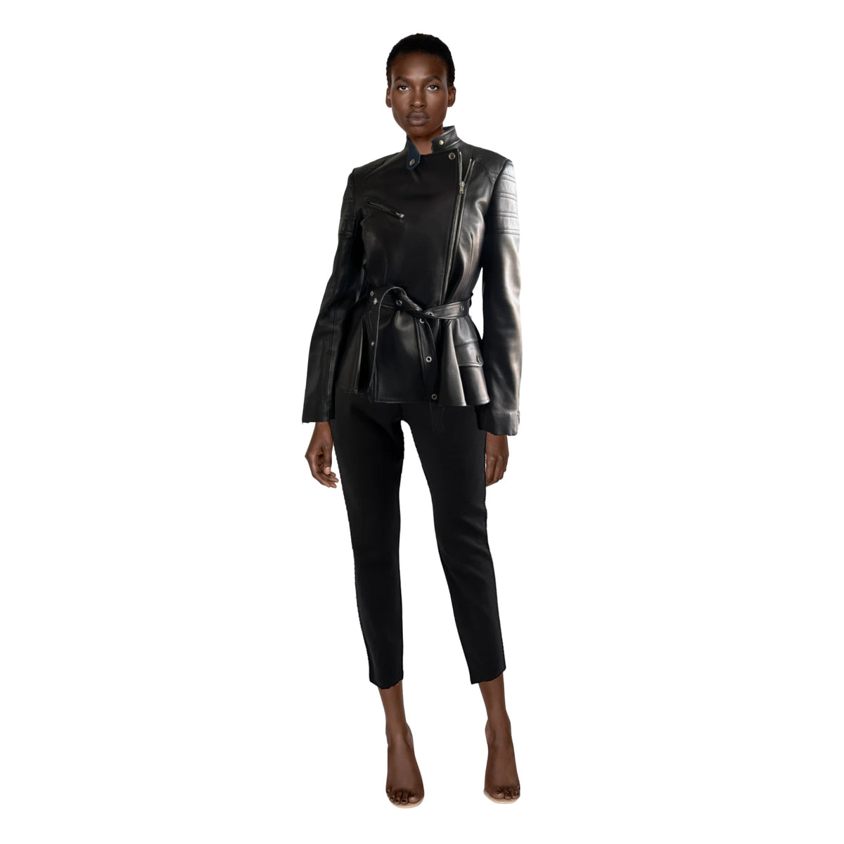 DIOR Black Belted Leather Jacket | Size 40 FR