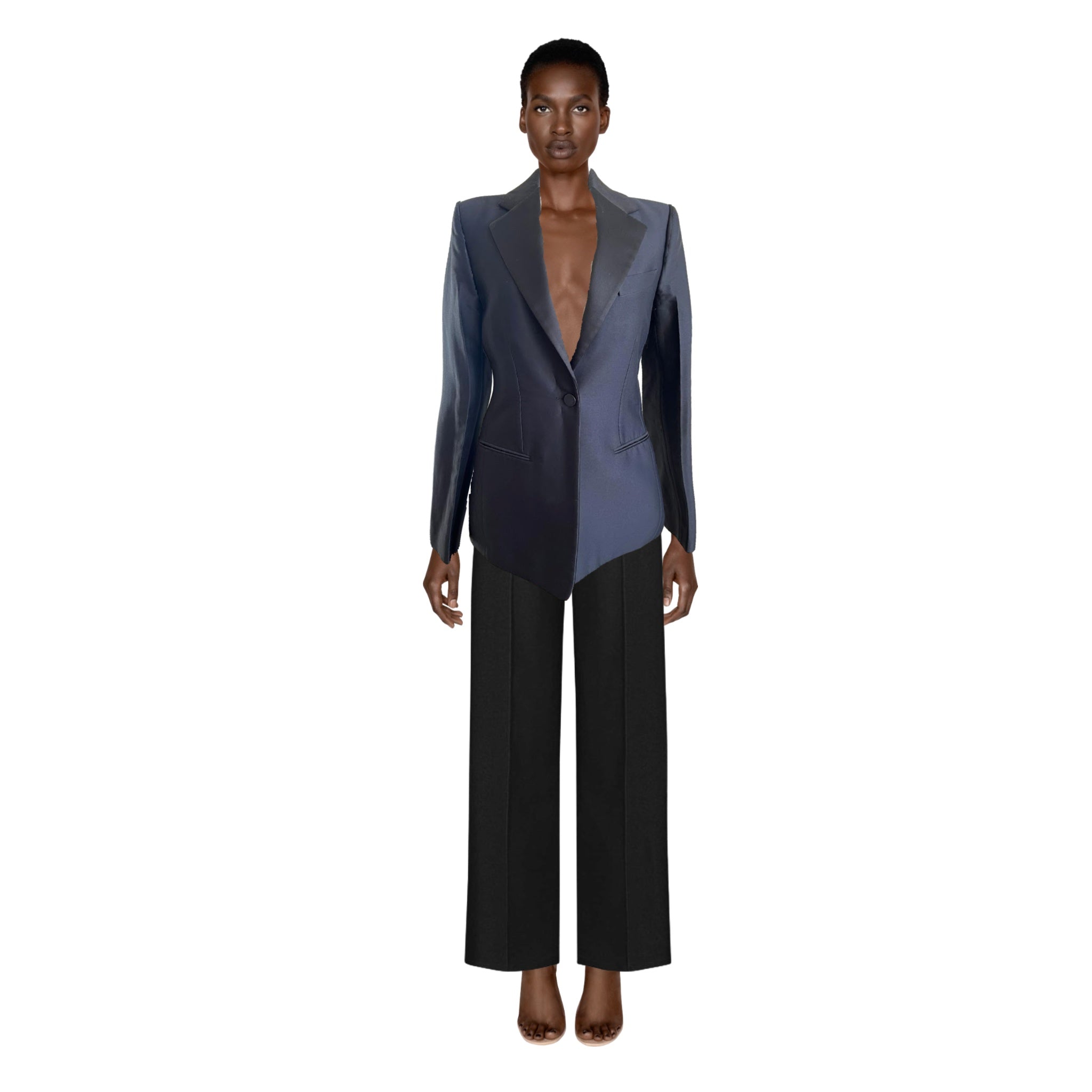 CELINE* Phoebe Philo Pre-Fall 2017 Pink Pleated Tuxedo Shirt
