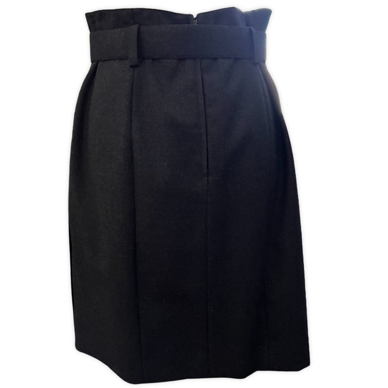 CHANEL Charcoal Grey Wool Flannel Midi Skirt | Size 40