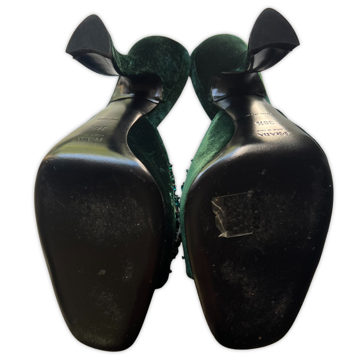 PRADA Emerald Beaded Heels | Size 38.5
