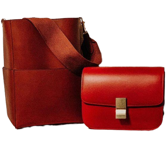 CELINE Red Handbag with Gold Detail