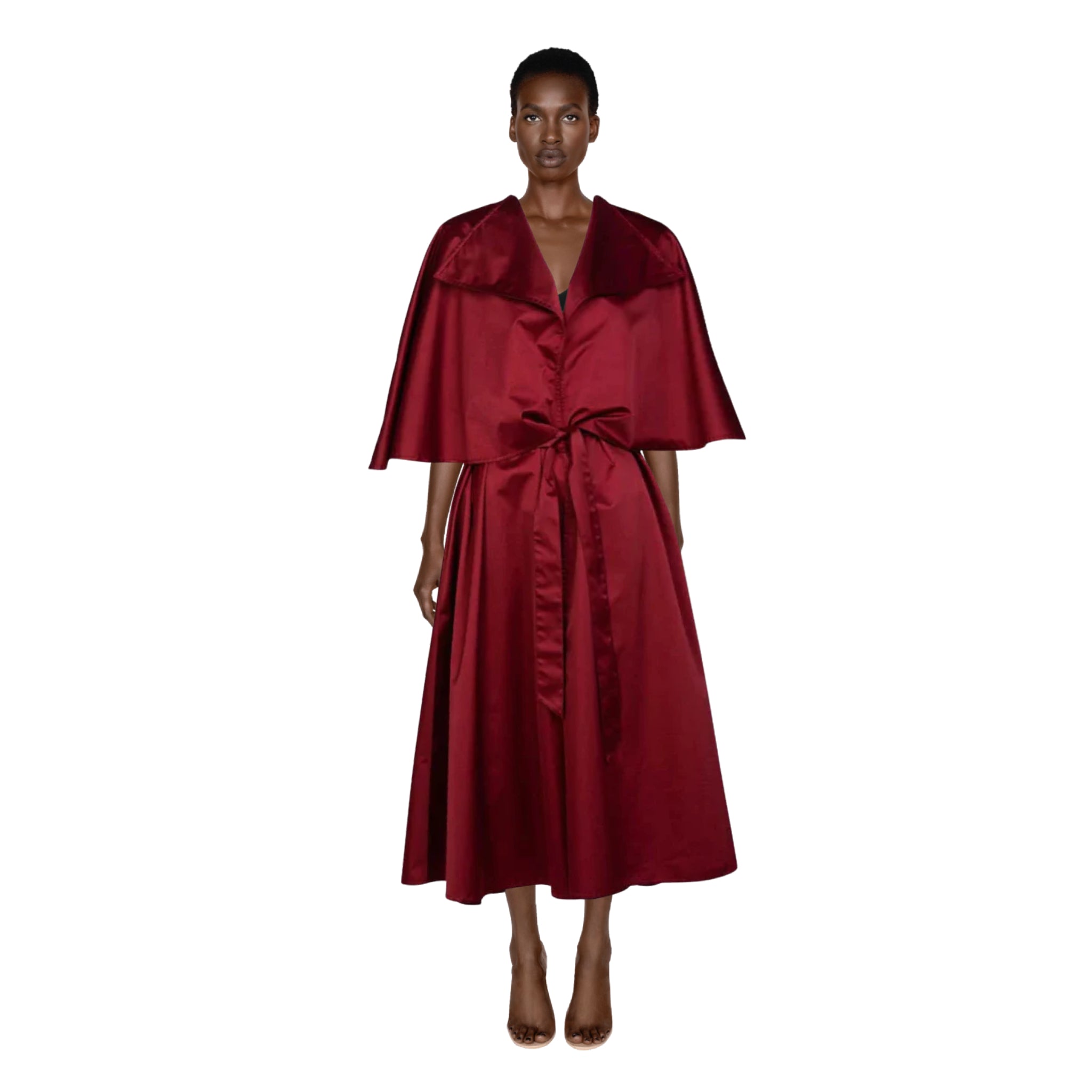Chloe Bordeaux Gabardine Belted Cape Trench Coat 1980 s S L theREMODA