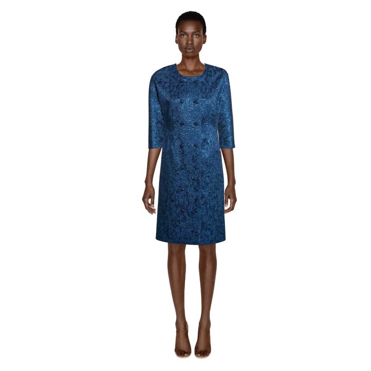BALENCIAGA Edition Couture Sapphire Blue Matelassé Princess Seam Evening Coat | Size 40 - S/M