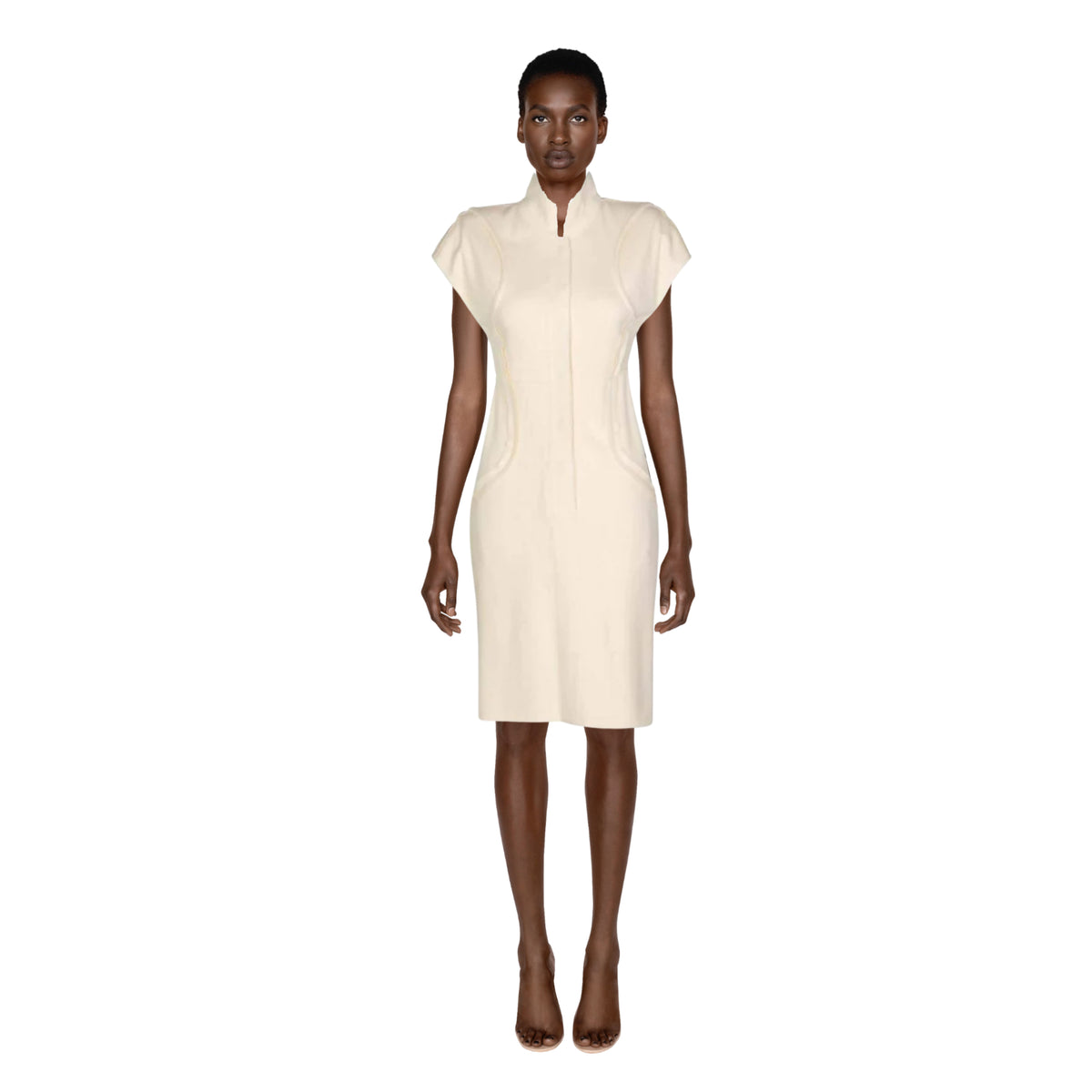 FENDI Ivory Wool Short Sleeve Dress | Size S
