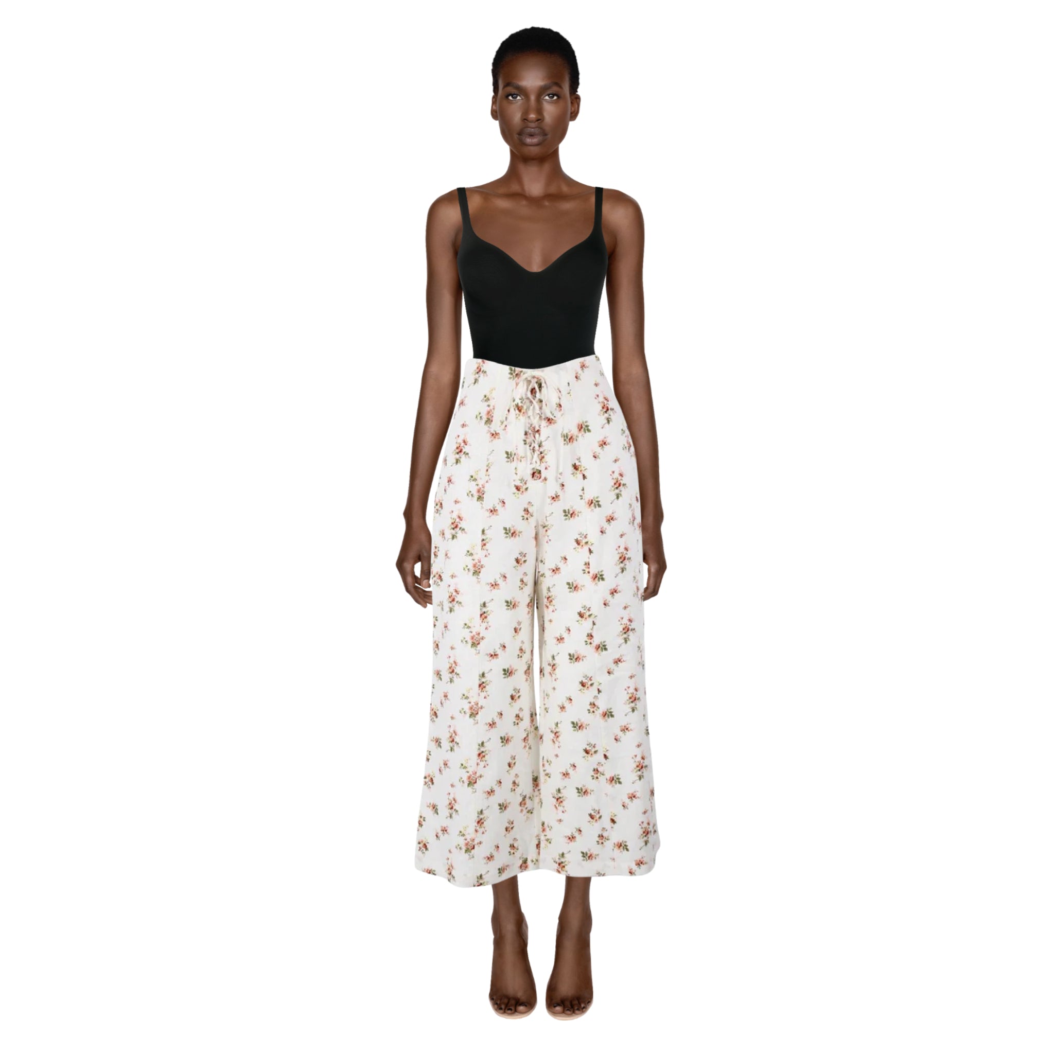 REFORMATION White Floral Linen Pants Size 4 theREMODA