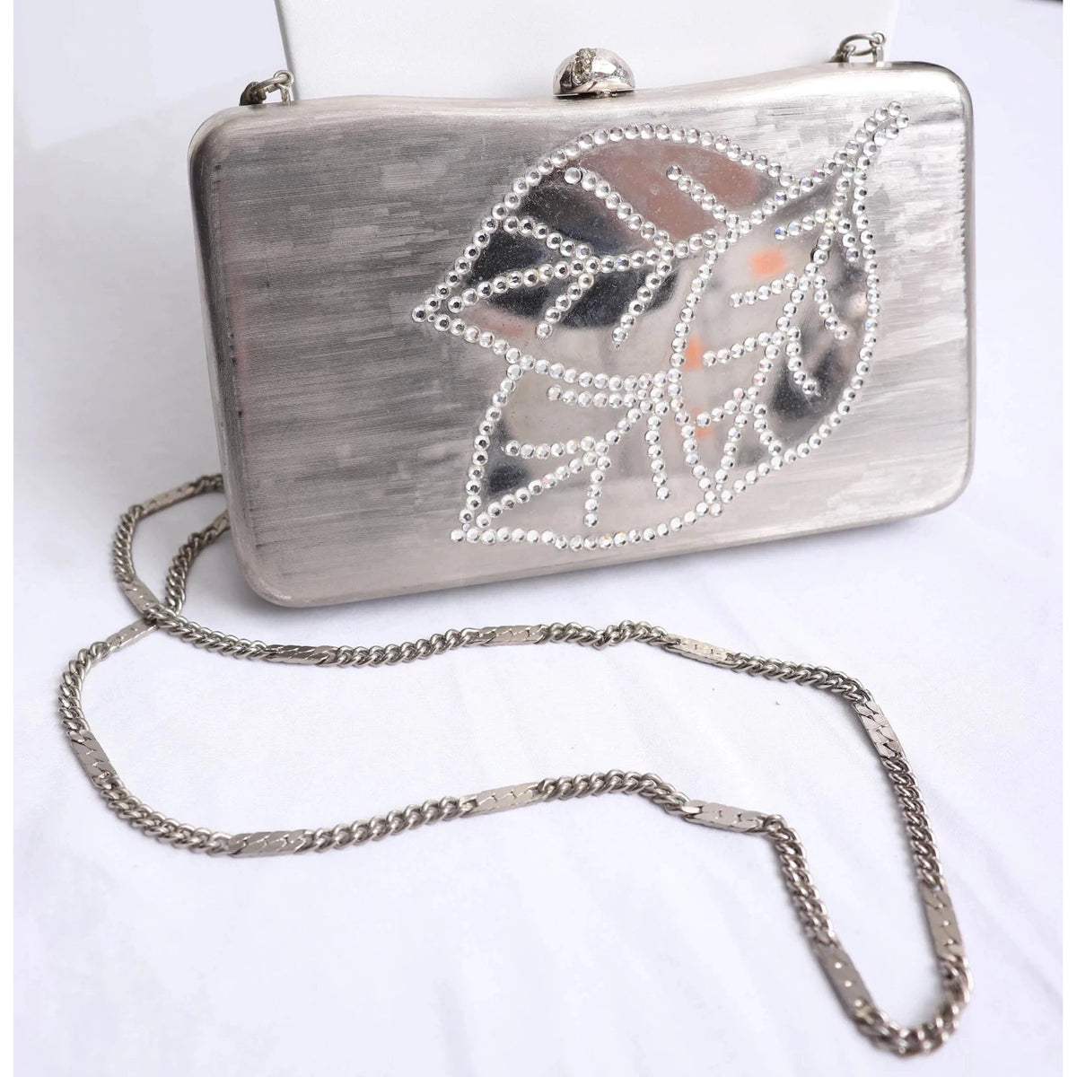 Pre-owned 90's Brushed Silver and Rhinestone Handbag - theREMODA