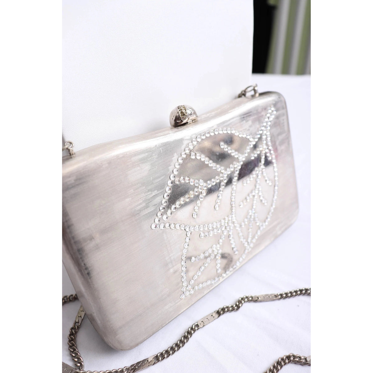 Pre-owned 90's Brushed Silver and Rhinestone Handbag - theREMODA