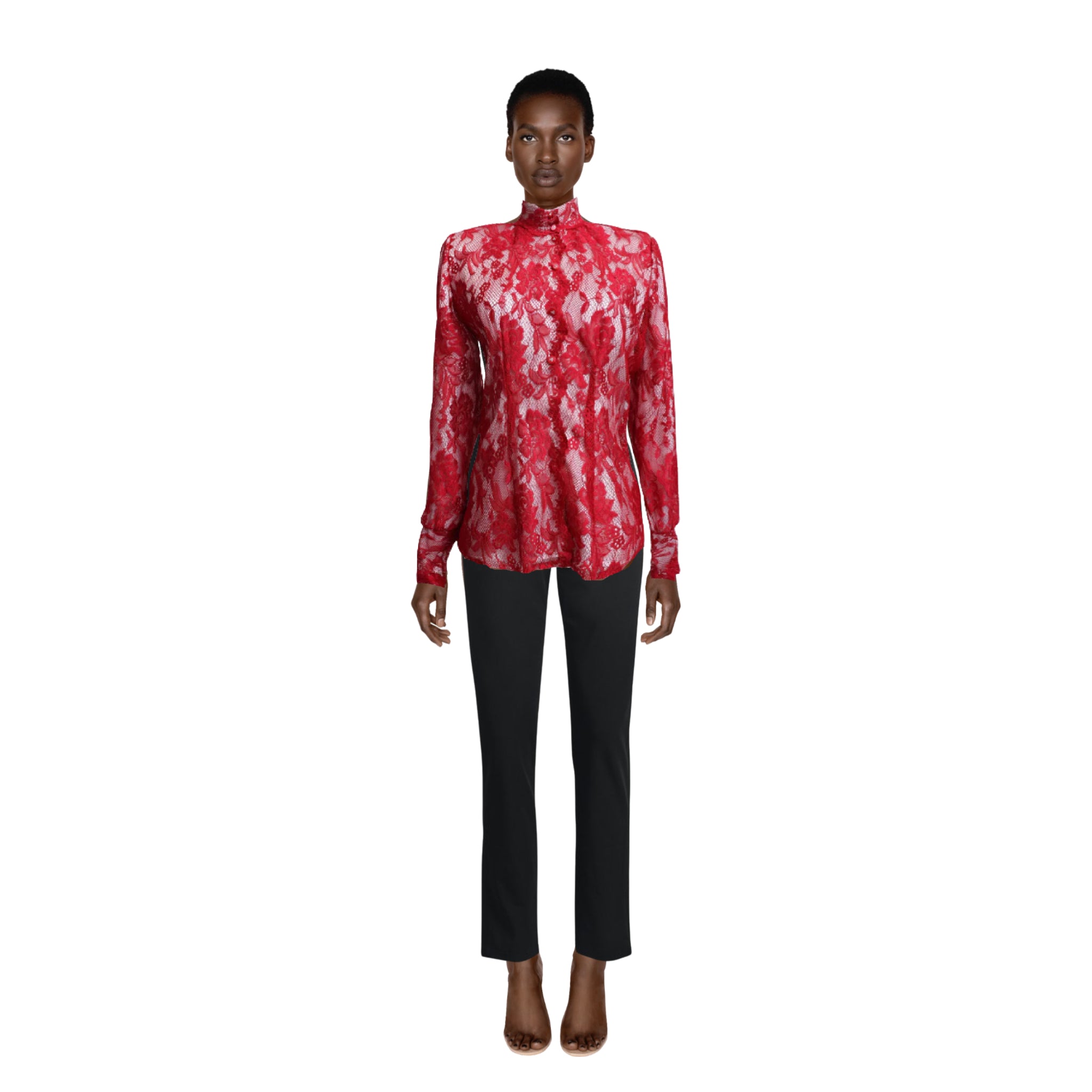 Red lace blouse shop