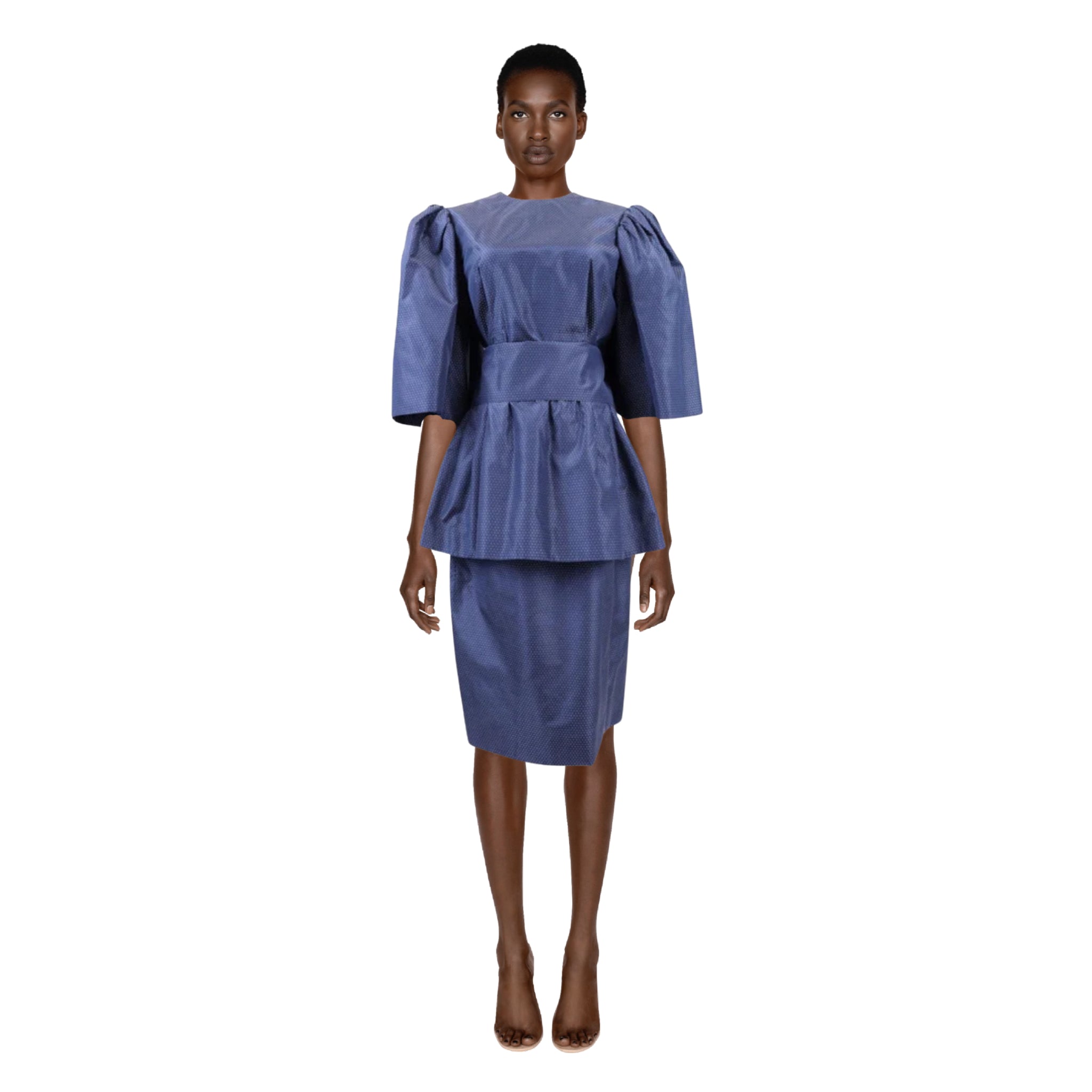 PAULINE TRIGERE 80 s Blue Silk Skirt Set Size M theREMODA