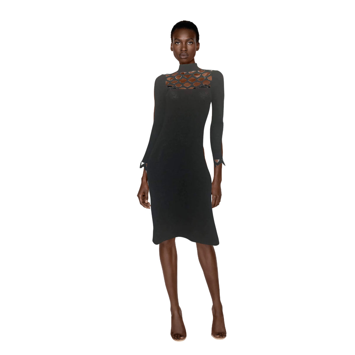 SAKS FIFTH AVENUE Black Knit Lattice Dress | Size S