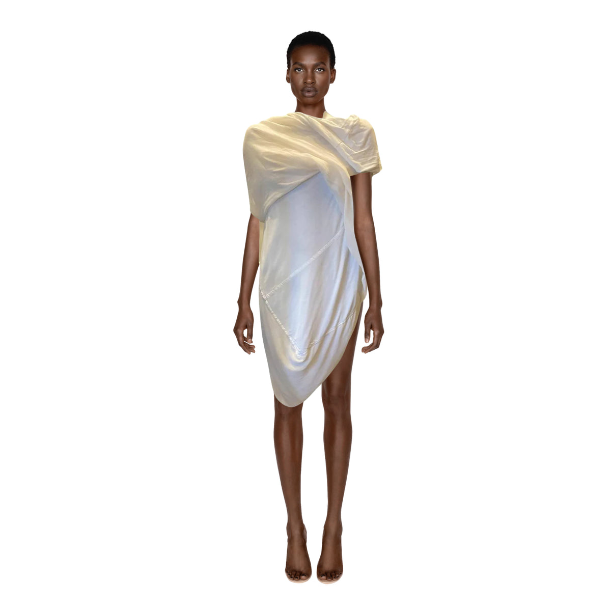 RICK OWENS Cream Asymmetrical Silk and Cotton Dress | Size S