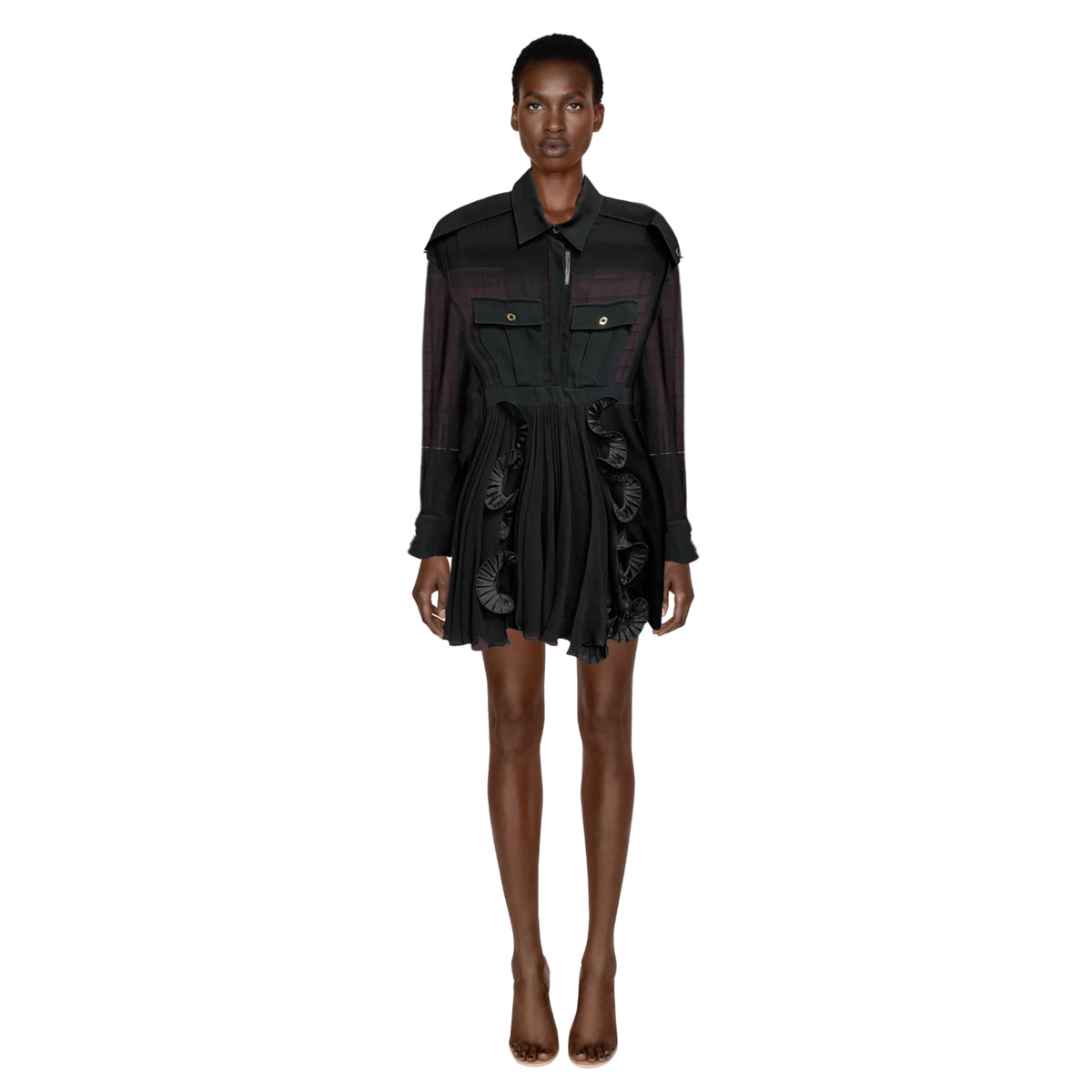 EMANUEL UNGARO Black Sheer Silk Dress | Size US 6