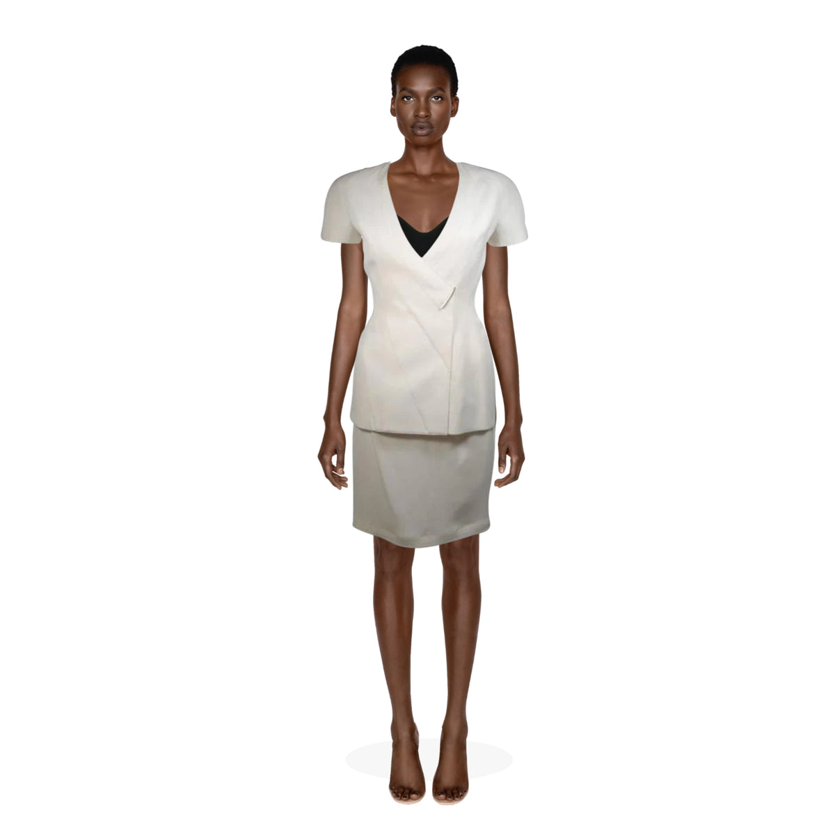 THIERRY MUGLER Ivory Skirt Suit Set | Size 36/38