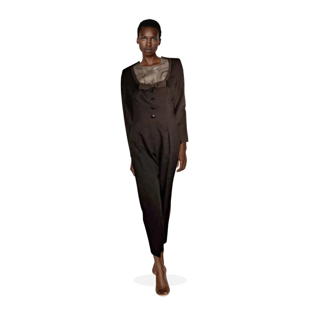 GIVENCHY Black Wool Tuxedo Inspired Jumpsuit | Size 6