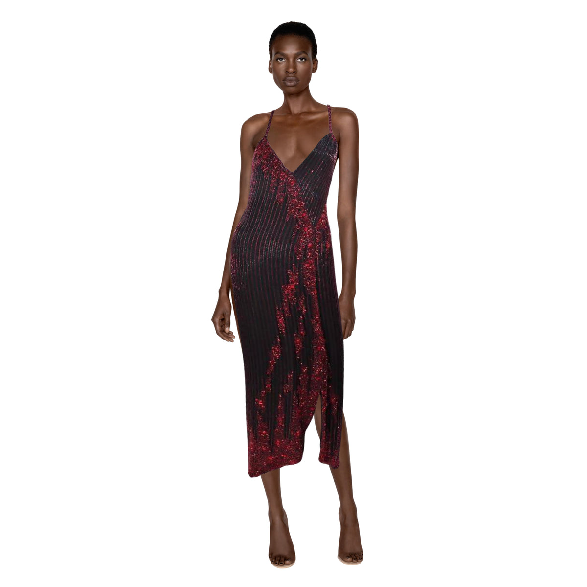 Bob Mackie Beaded Black & Red Gown | US 8