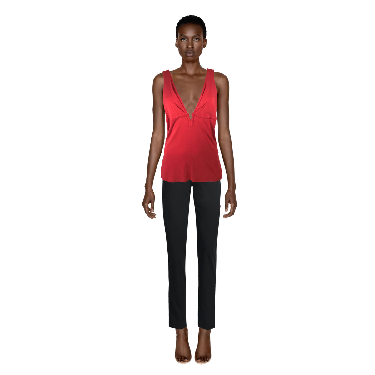 Gianni Versace Red V- Neck Tank Top | 44