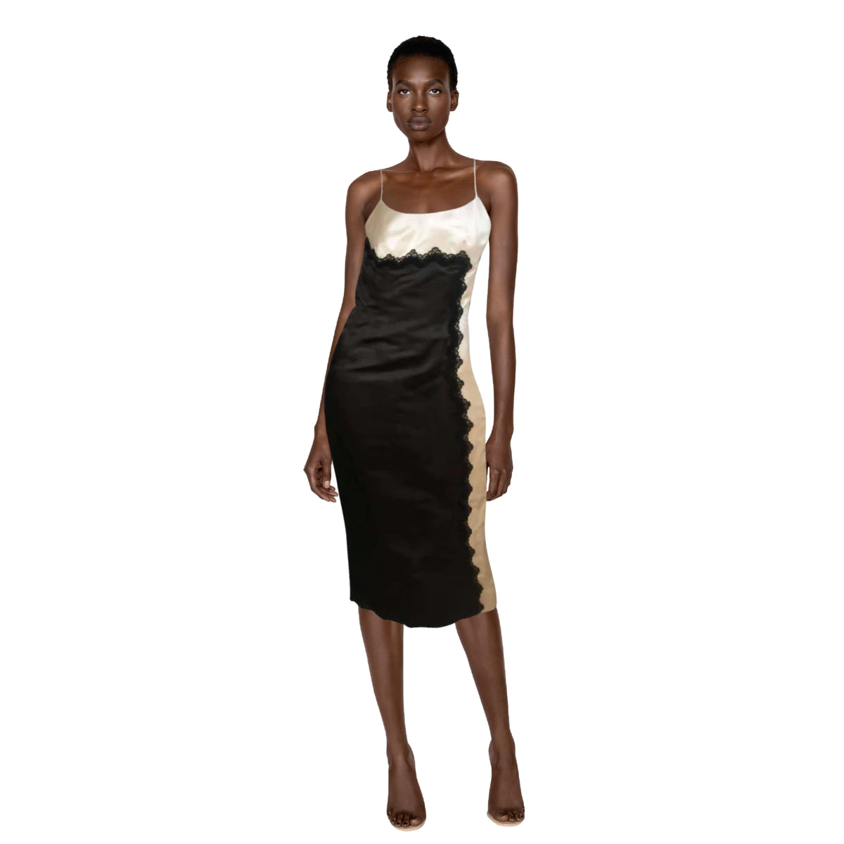OLEG CASSINI Black and White Cocktail Dress with Lace | US 2/4