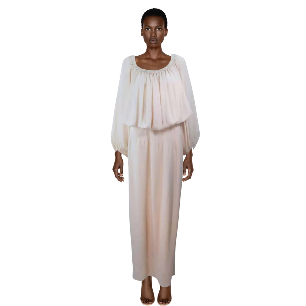 CHRISTIAN DIOR Nude Silk Chiffon Gown | Size 24