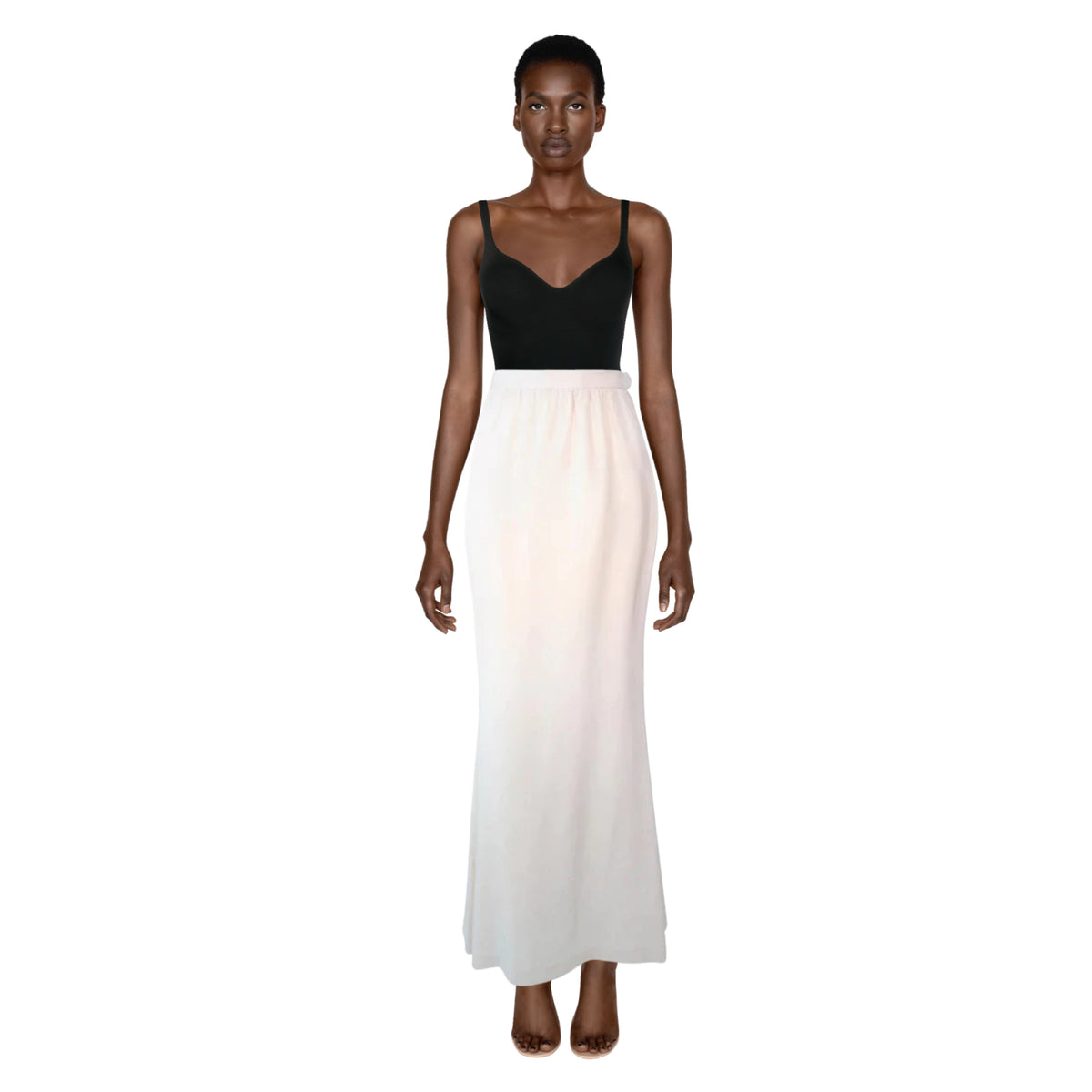 YVES SAINT LAURENT White Silk Full Length Mermaid Maxi Skirt | Size 38