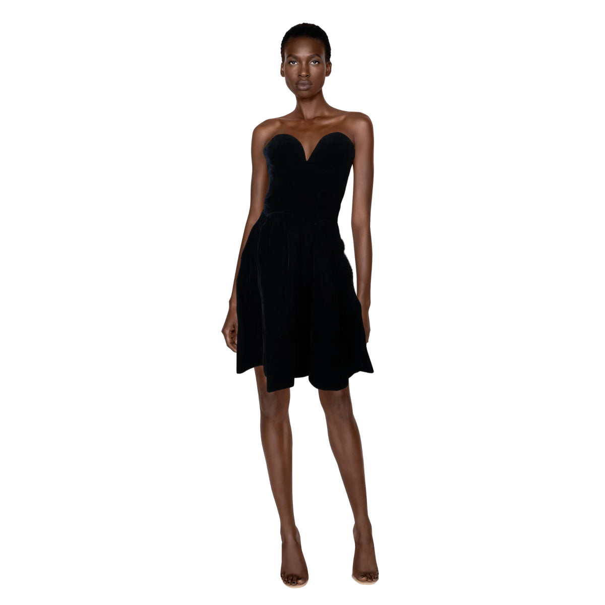 Yves Saint Laurent Black Velvet Cocktail Dress with Full Skirt | Size 38