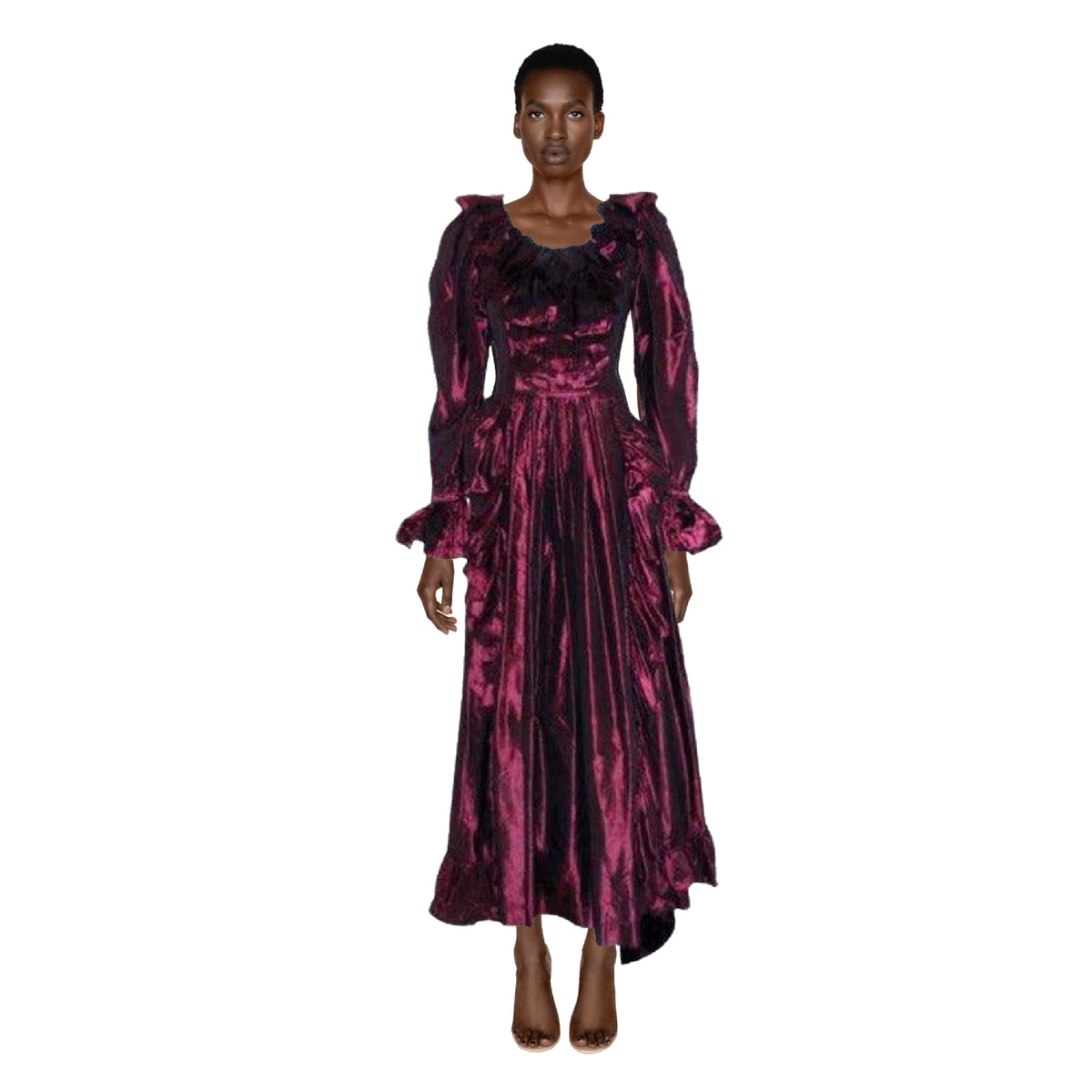 YVES SAINT LAURENT 1990s Purple Iridescent Silk Taffeta Gown | Size 38