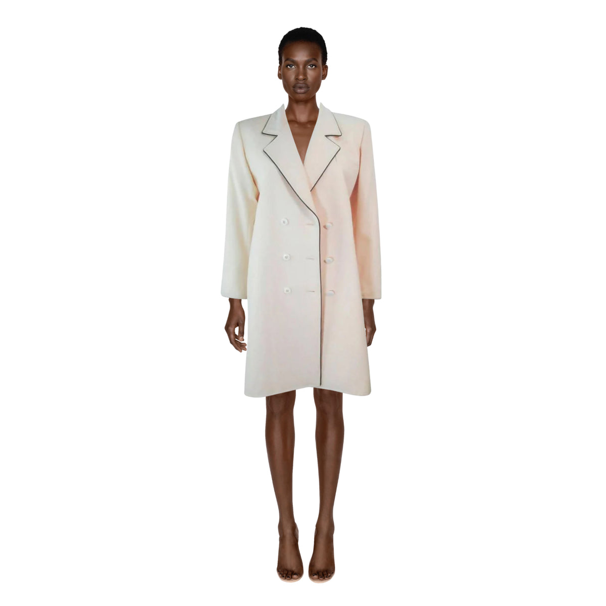 YVES SAINT LAURENT Ivory Wool Tuxedo Dress | Size M/L