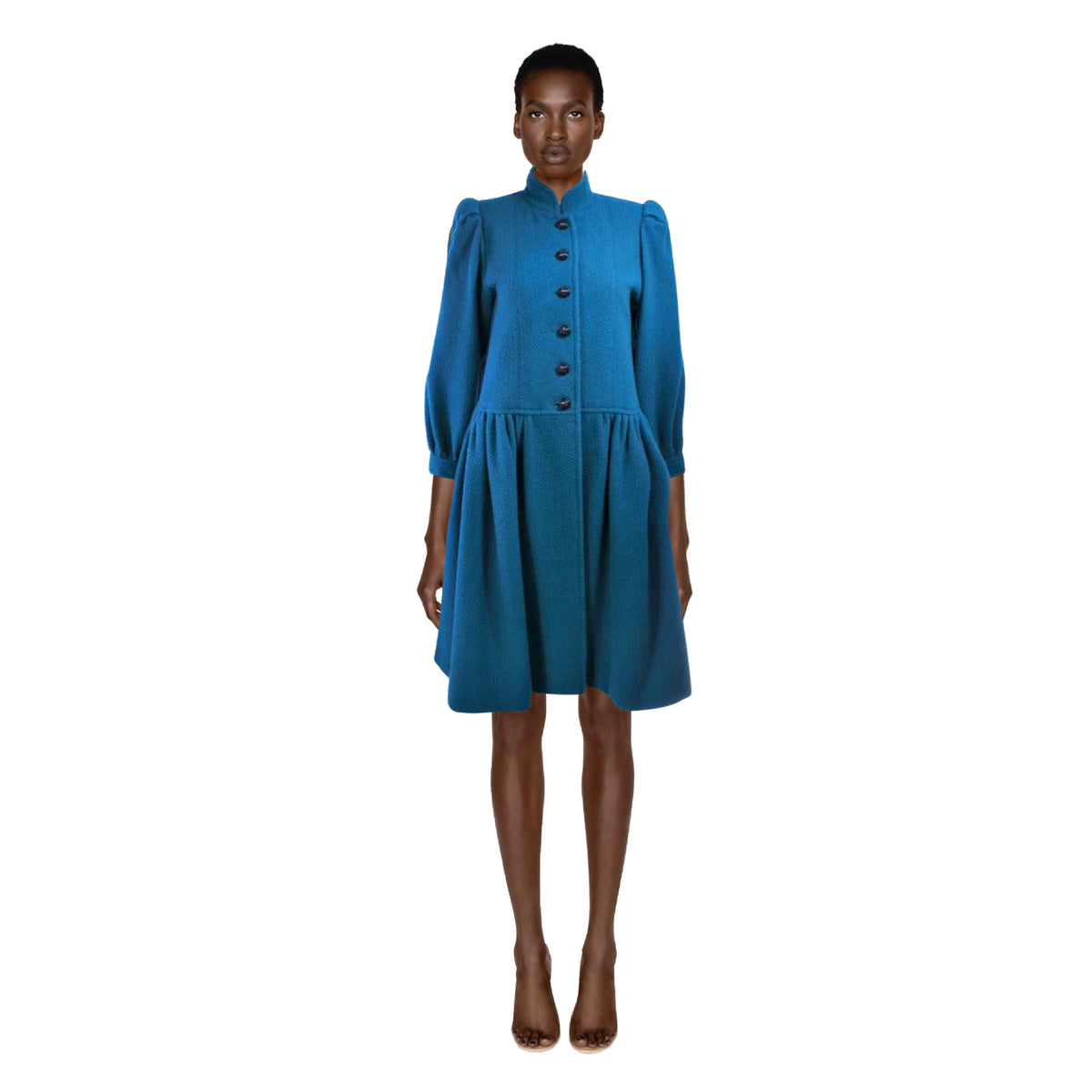 YVES SAINT LAURENT Turquoise Wool Coat | Size 6