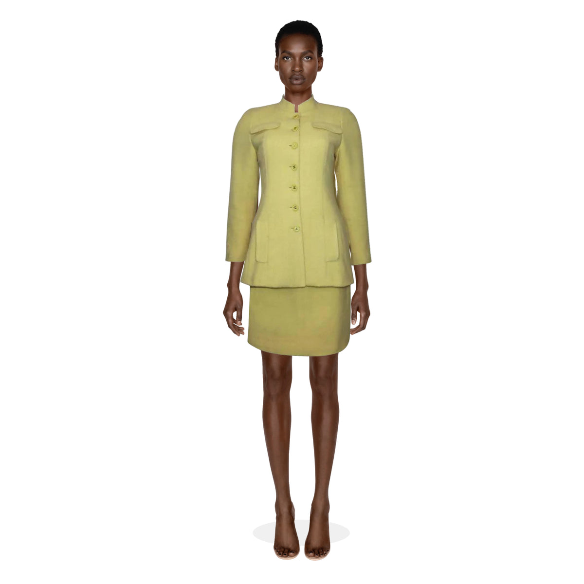 CHANEL Yellow Two-Piece Skirt and Suit Set | Size 36