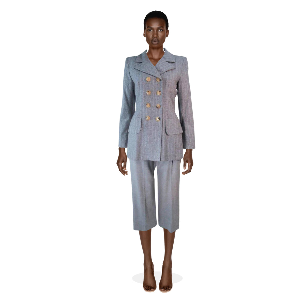 YVES SAINT LAURENT Grey Wool Trouser Set | Size 40
