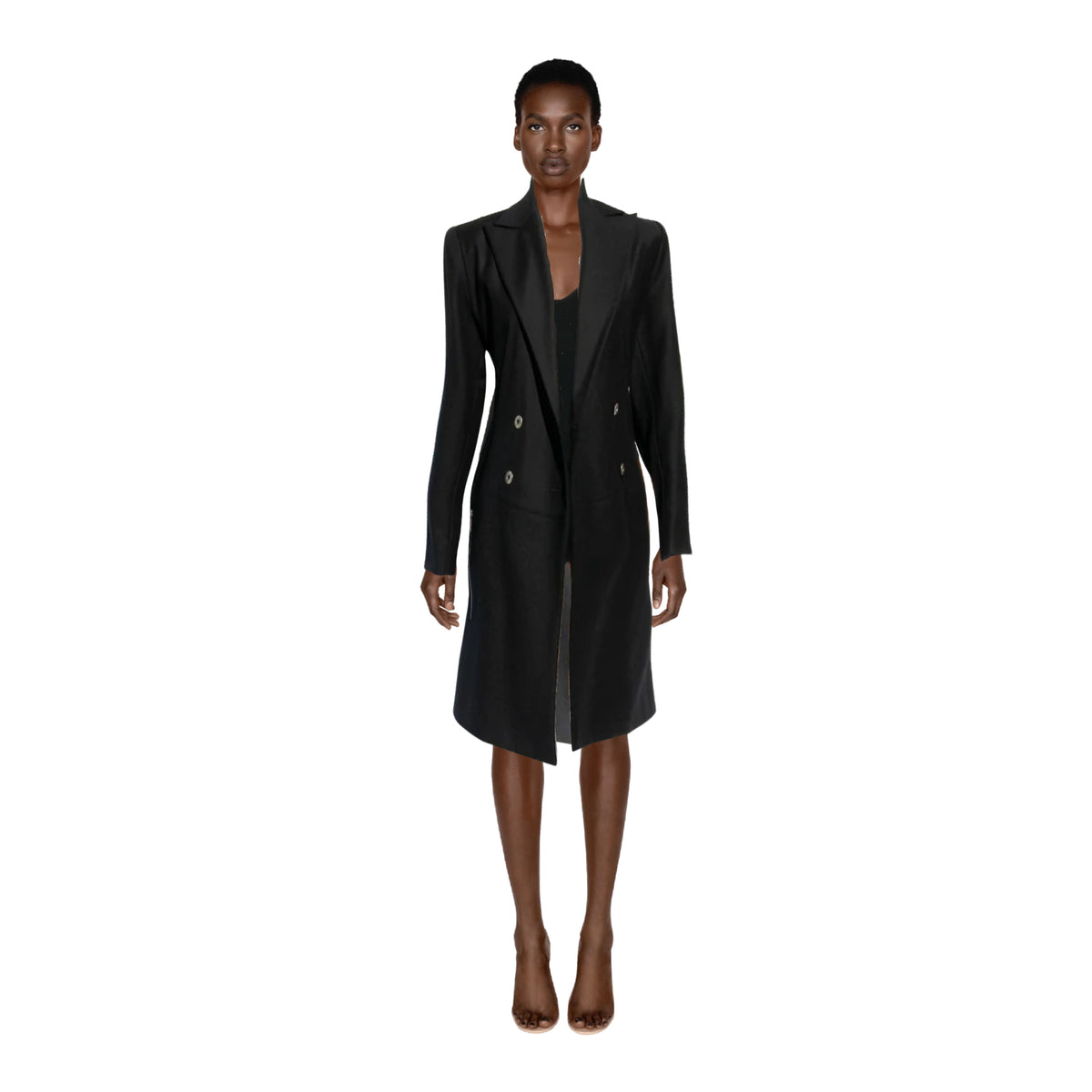 CLAUDE MONTANA Black Double-Breasted Wool Coat | FR 40
