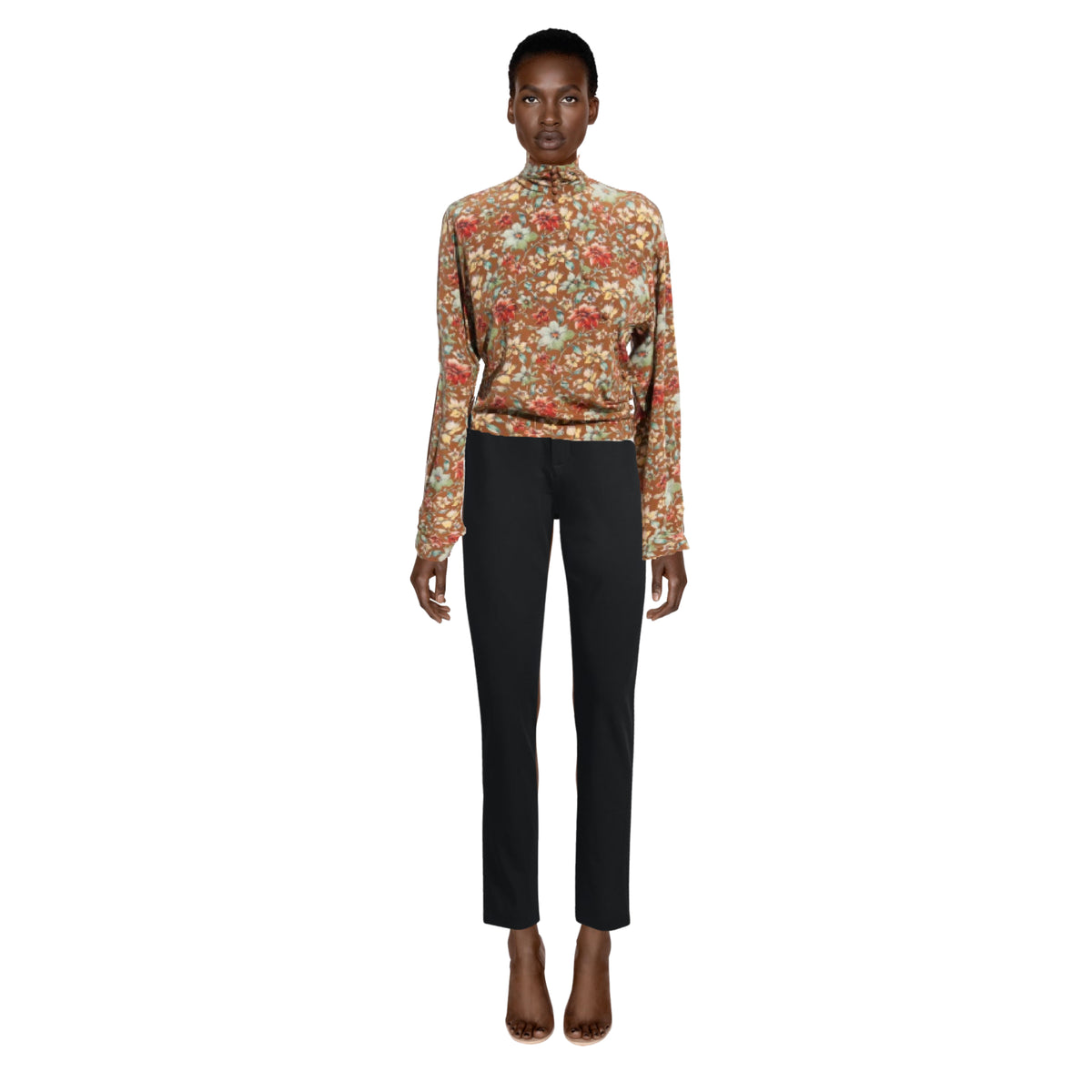 EMANUEL UNGARO Vintage Brown Floral Silk Shirt | Size US 12