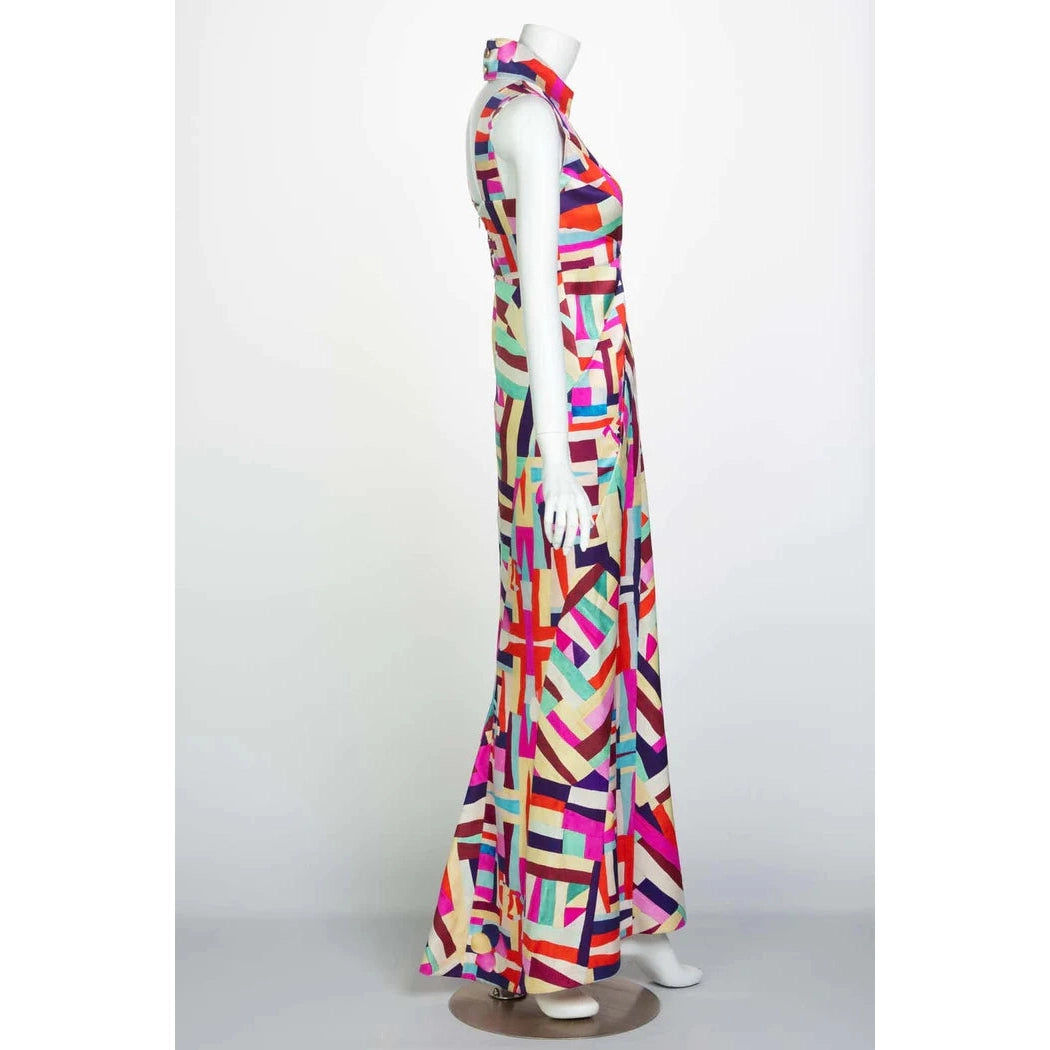 Pre-Owned Chanel New Multicolored Print Cut Out Back Maxi Dress - theREMODA