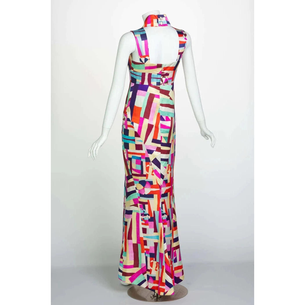 Pre-Owned Chanel New Multicolored Print Cut Out Back Maxi Dress - theREMODA