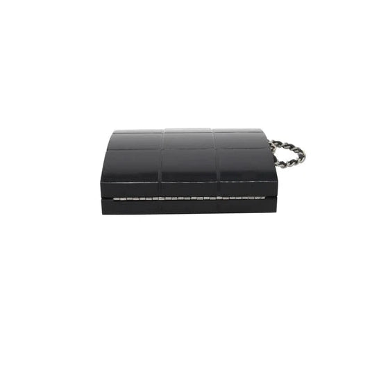 Pre-owned CHANEL Black Perspex Lucite Minaudiere Clutch / Chain Wristlet Collectors - theREMODA