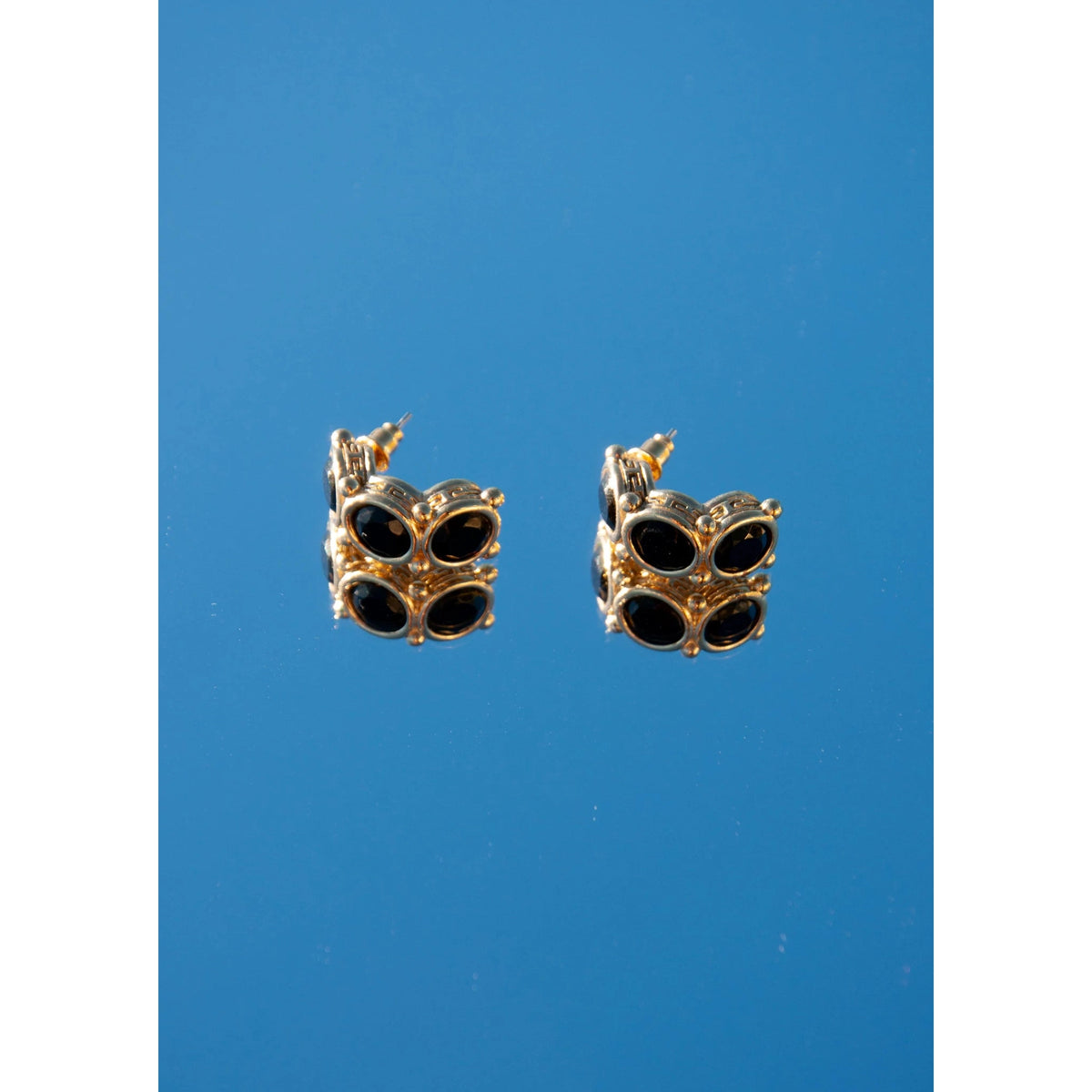 Pre-loved GIVENCHY Vintage 1980s Gold and Black Earrings - theREMODA